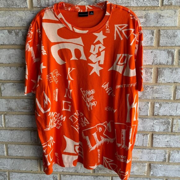 Sean John Orange Short Sleeve All Over Print "Be The Change" Men's Size XL. - Picture 1 of 7